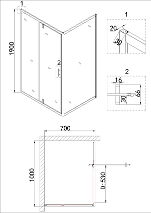 Душевой уголок Niagara Nova NG-63-10A-А70 100x70 прозрачный, хром