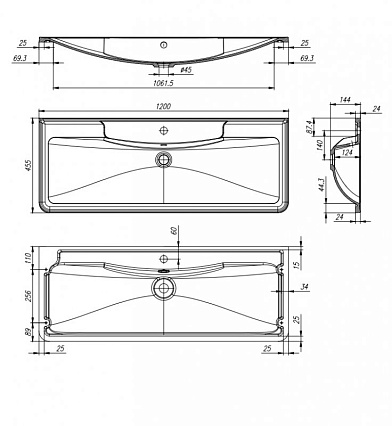 Раковина BelBagno BB1200/455-LV-MR-ALR 120 см