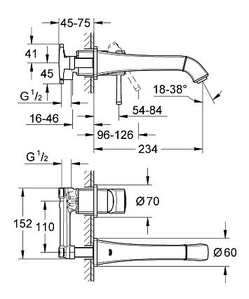 Смеситель для раковины Grohe Grandera 19930000 внешняя часть