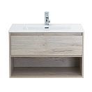 Тумба с раковиной BelBagno Kraft 80 см 1 ящик, полка Rovere Galifax Bianco