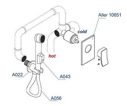 Смеситель для биде WasserKRAFT Aller A010656WHITE со шлангом 100 см