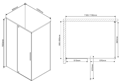 Душевой уголок Vincea Slim VPR-2SL1 120x90 черный, прозрачный, L