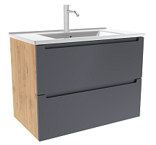 Тумба с раковиной ЗОВ Дион 80 см графит матовый/дуб