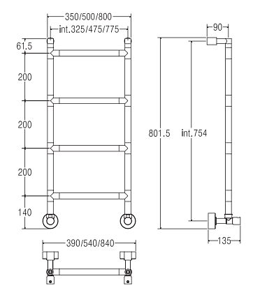 Полотенцесушитель водяной Margaroli Sereno 4824705CRN 54x80 хром