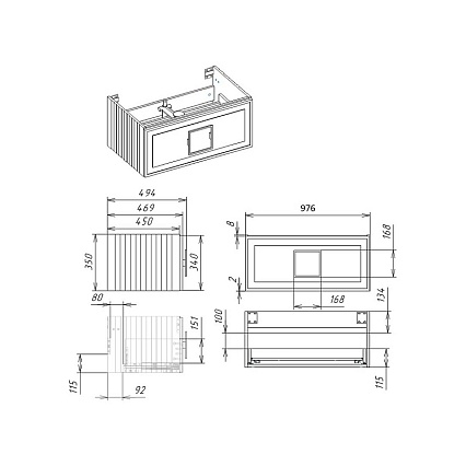 Тумба с раковиной La Fenice Cubo 100 см синий матовый