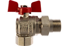 Шаровой кран IVANCI Superior угловой с разъемным соед, бабочка, внутренняя/наружная резьба 3/4" IVC.100228.N.04