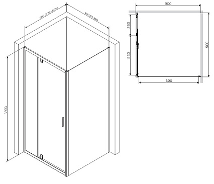 Душевой уголок Am.Pm Gem W90G-404-090MT 90x90 прозрачный, матовое серебро