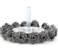 Щетка дисковая жгутовая 75x13 мм, хв-к 6x30 мм, ворс сталь 0.50 мм, до 4500 об/мин EuroBrush 13-024 EB-D75TS