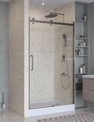 Душевая дверь BelBagno MARINO-2-BF-1-120-C-GM 120x195 прозрачная, оружейная сталь
