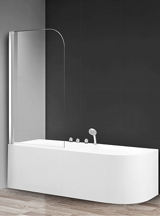 Шторка для ванны AQUAme AQM2851-9 90x140 прозрачное стекло, хром