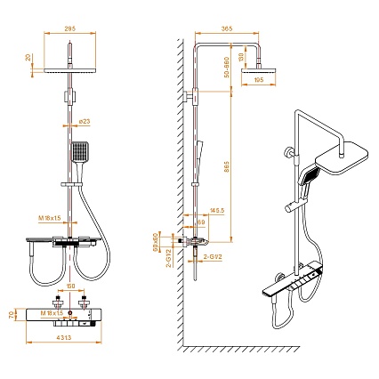 Душевая стойка RGW Shower Panels SP-35 серый, 51140135-11