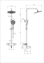 Душевая стойка Wonzon&Woghand Capsule WW-B3031-A2-BG термостат, брашированное золото