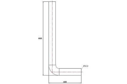 Отвод 90° из нержавеющей стали (15 мм; 100х600 мм) Valtec VTi.960.I.151060