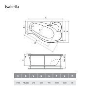 Акриловая ванна Relisan Isabella 170x90 см L