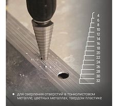 Сверло ступенчатое по металлу 4-32 мм VIRA 551432