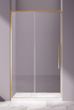 Душевая дверь Vincea Слим-Н (Slim-N) VDS-4SN100CLG 100x195 брашированное золото, прозрачная