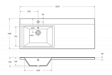 Раковина BelBagno Kraft 120 см BB1200/480-LV-MR-L левая