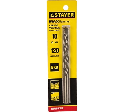 Сверло "MASTER" ударное по бетону (10х120 мм) Stayer 29111-120-10