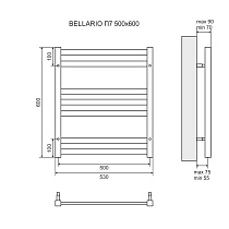 Полотенцесушитель водяной Lemark Bellario LM68607BL П7 50x60 черный