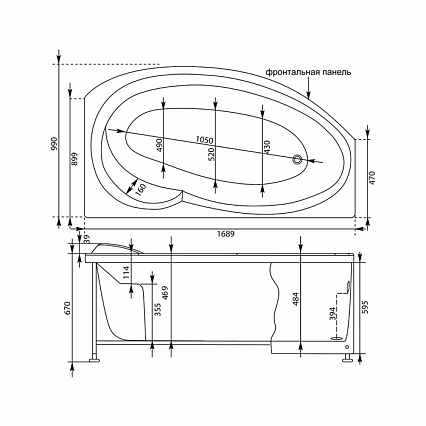 Акриловая ванна Aquanet Jersey 170x100 L/R