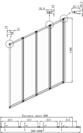 Шторка для ванны Ambassador Bath Screens 16041111R 100x140 хром, прозрачный, R