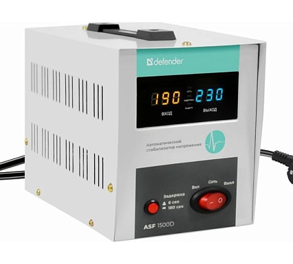 Напольный стабилизатор напряжения Defender ASF 1500D 900Вт метал корпус, 2 розетки 99036