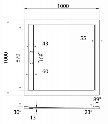 Поддон для душа Cezares TRAY-AS-A-100-30-W 100x100 из мрамора, белый