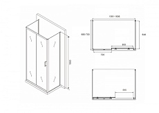 Душевой уголок Abber Schwarzer Diamant AG30160B-S70B-S70B 160x70 профиль черный (пристенный)