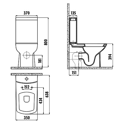 Унитаз-компакт Creavit Lara LR360-11SM00E / LR410-00SI00E черный матовый