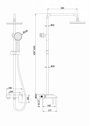 Душевая стойка Bravat Pure F6335369CP-A-RUS хром