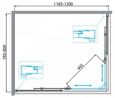 Душевой уголок BelBagno DUE-AH-2-120/80-C-Cr 120x80 прозрачный, хром