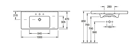 Раковина Villeroy&Boch Subway 2.0 100 см