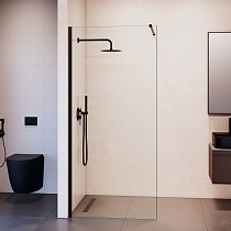 Душевая перегородка RGW Walk In WA-210B 80x195 с крючком для полотенца/халата, черный, прозрачное 351021008-14