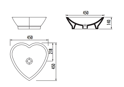 Раковина Creavit Love TP149.40000 45 см черный