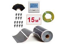 Плёночный электрический тёплый пол ТеплоСофт 15м.кв. с электронным терморегулятором плёнка 15м.кв./эл