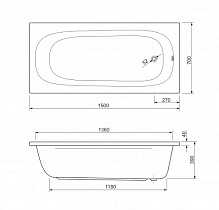 Акриловая ванна Cezares Piave PIAVE-150-70-42-W37 150x70