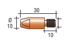 Наконечник токопроводящий 10 шт, CU-E, М8x30 мм, d=0.8 мм для горелок mig/mag Энаргит CU-E-M8-30-08-10