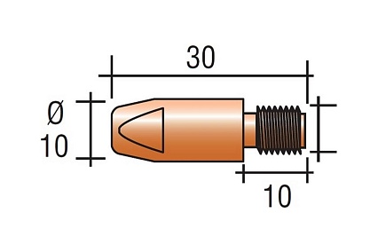 Наконечник токопроводящий 10 шт, CU-E, М8x30 мм, d=0.8 мм для горелок mig/mag Энаргит CU-E-M8-30-08-10