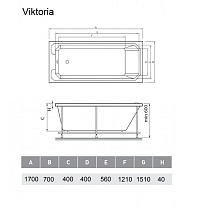 Акриловая ванна Relisan Viktoria 170x70 см Гл000026566