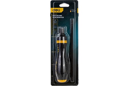 Двухсторонняя отвертка Deli DL626011 с трещоткой, PH2+SL6x180 мм 98383