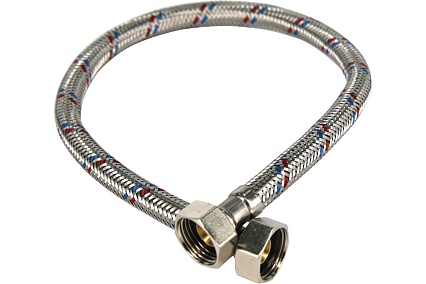 Подводка гибкая для воды ELKA с оплеткой из нержавеющей стали 1/2" х 30 см в/в, гайки, нержавеющая сталь ИС.100064