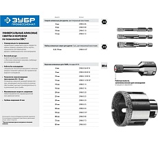 Высокоскоростная алмазная коронка для УШМ Зубр Профессионал 14 мм, М14, вакуумное спекание, по керамограниту и железобетону 29865-14