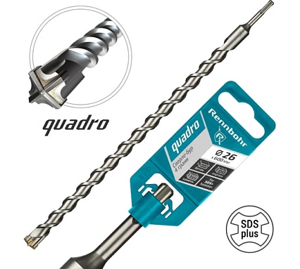 Бур Quadro (26x600 мм; SDS-plus) RENNBOHR 512660