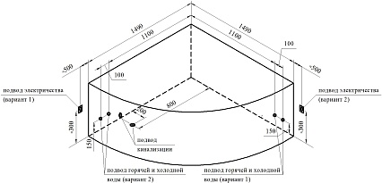 Акриловая ванна Ваннеса Сандра 149х149 с г/м Баланс хром