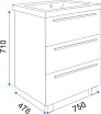 Мебель для ванной 1MarKa Соната 75Н, 3 ящика, белый глянец