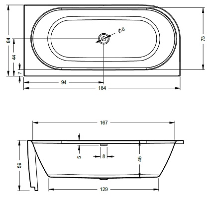 Акриловая ванна Riho Desire Corner 184x84 см L белый