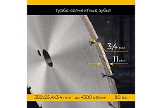 Диск алмазный сегментированный по железобетону и камню 350х3.4х30 мм RAGE Furious 600350