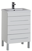 Тумба с раковиной Aquanet Верона 58 см напольная с ящиками, белый