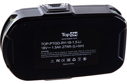 Аккумулятор для электроинструмента Ryobi (Li-Ion, 18В, 1.5Ач) Topon PN: RB18L15 TOP-PTGD-RY-18-1.5-Li