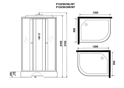 Душевая кабина Niagara Promo P120/90/26L/MT 120x90 стекло матовое, без крыши и г/м, L